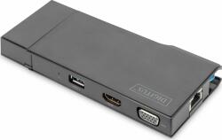 ASSMANN Stație/replicator Digitus Stație de andocare DIGITUS USB tip A cu 7 porturi, 4K 30Hz, HDMI, VGA, 2x USB 3.0, SD microSD, RJ45 (DA-70894)
