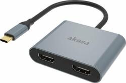 Akasa USB-C - HDMI x2 Dock/Replicator Gri (AK-CBCA26-18BK) (AK-CBCA26-18BK)