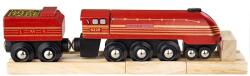 Bigjigs Toys replică a locomotivei Ducesei de Hamilton + 3 șine (DDBJT441) Trenulet