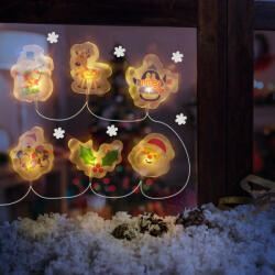 Family Collection Karácsonyi LED-es fényfüzér - gél ablakmatrica - 6 LED - 2 x AA (58568B) (58568B)