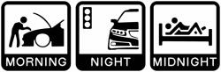  Abtibild "MORNING-NIGHT-MIDNIGHT" diverse culori Cod: NDZ-01 - Rosu Automotive TrustedCars