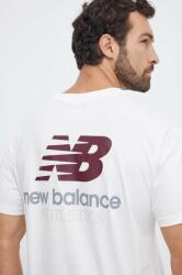 New Balance pamut póló bézs, férfi, nyomott mintás - bézs M - answear - 17 990 Ft
