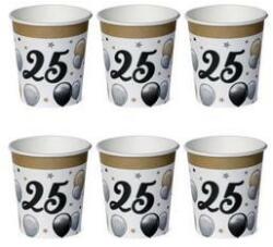 Papírpohár 25-ös számmal, 250ml 6db, Elegáns, 23377 (LUFI798101)