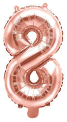 Partydeco Számos lufi 14" (35cm) fólia szám, számjegy 8 csak levegővel tölthető, Rosegold (LUFI442921)