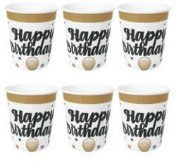 Papírpohár elegáns 2, 5dl, 6db, Happy Birthday, 24848 (LUFI988793)
