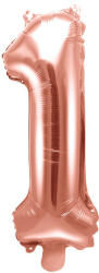 Partydeco Számos lufi 14" (35cm) fólia szám, számjegy 1 csak levegővel tölthető, Rosegold (LUFI488041)