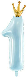 Partydeco Számos lufi 34" 86cm óriás Világoskék szám 1-es, csak levegővel tölthető (LUFI976712)
