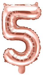 Partydeco Számos lufi 14" (35cm) fólia szám, számjegy 5 csak levegővel tölthető, Rosegold (LUFI754480)