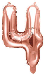 Partydeco Számos lufi 14" (35cm) fólia szám, számjegy 4 csak levegővel tölthető, Rosegold (LUFI992987)