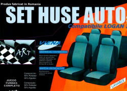 ART Huse auto compatibile Logan III ACCES si ESENTIAL 2020- hexagon cu gaurele negru cusatura rosie (010823-7)