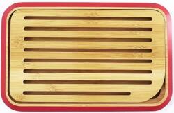 Pebbly Tocător din bambus pentru pâine Pebbly - 28 х 18 cm, margine roșie (PEBBLY NBA038)