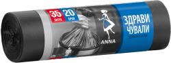 Anna Pungi de gunoi Anna - Saci durabili, dense, 35 L, 20 buc. , negru (800003)