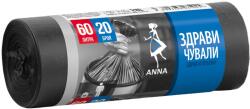 Anna Pungi de gunoi Anna - Saci durabili, dense, 60 L, 20 buc. , negru (800004)