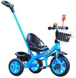 Nbw Tricicleta cu pedale pentru copii 2-5 ani, cu maner parental detasabil, Albastra