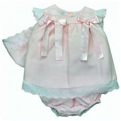 Dulce de Fresa Rochie fete Angel, cu chiloțel elastic si boneta, roz, 12 luni