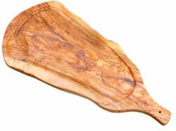 Tocator cu maner din lemn de maslin, 35-39 cm, forma naturala, 2 fete
