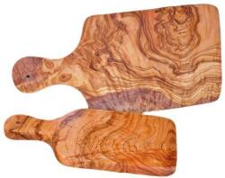  Set tocatoare din lemn de maslin cu maner, 23-30 cm, forma naturala Tocator