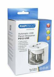 Rapesco Clește, cu două găuri, de birou, cu baterii, cu încărcător USB, RAPESCO PS12-USB, alb (1448)