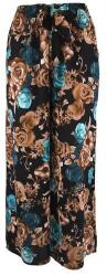 Univers Fashion Fusta-pantalon, Univers Fashion, 2 buzunare, negru cu imprimeu floral turcoaz, L