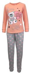 Univers Fashion Pijama dama, Univers Fashion, bluza oranj cu imprimeu ursulet si pantaloni gri, XL