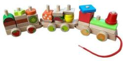Toys Trenulet din lemn de stivuit, fructe, 7Toys