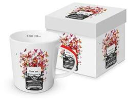 Cana portelan pentru ceai, cafea, model Te iubesc, 350ml, cutie cadou