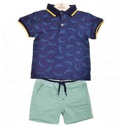 BabyBol Compleu baieti Polo - Navy Blue, tricou și pantaloni scurti, 12 luni