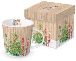 Cana portelan pentru ceai, cafea, Ski de Craciun, 350ml, cutie cadou