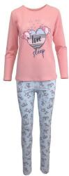 Univers Fashion Pijama dama, Univers Fashion, bluza roz somon cu imprimeu love sleep si colanti albastru deschis, XL