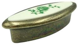 Malle Buton pentru mobila cu insertie rasina floare verde, finisaj bronz oxidat, 32 mm - Malle