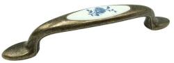 Malle Maner pentru mobila cu insertie rasina floare albastra, finisaj bronz oxidat, 96 mm - Malle