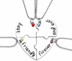 Set 4 lantisoare Best Friends cu 4 pietre colorate forma de inima