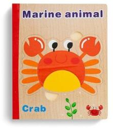 Carte 6 puzzle din lemn - Animale Marine, 7Toys