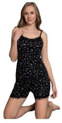 Aesthetic Pijama dama, negru cu floricele Aesthetic, marime XL