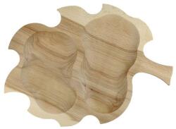 OnemisFlot Platou forma Frunza, tava de servire cu 2 compartimente, lemn masiv, rustic - OnemisFlot Tava