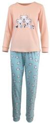 Univers Fashion Pijama dama, Univers Fashion, bluza somon si pantaloni albastru deschis, M