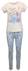Univers Fashion Pijama dama, Univers Fashion, bluza bej cu imprimeu pisica si colanti albastru deschis, L