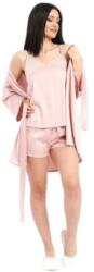  Set Halat si Pijama din Satin de Matase Roz Champagne marime M