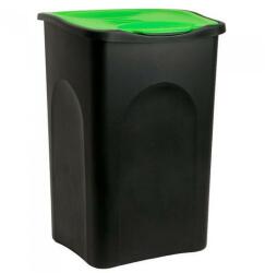 Caerus Capital Cos gunoi cu capac, Plastic, Negru / verde, 50 litri