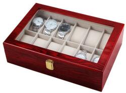 Pufo Cutie caseta din lemn pentru depozitare si organizare Pufo, pentru 12 ceasuri, model Premium