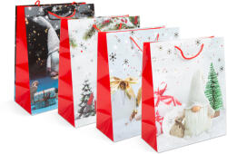 Family Karácsonyi ajándéktasak - papír - 265 x 127 x 330 mm - 4 féle / csomag - 12 db / csomag - 58302