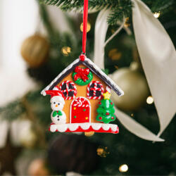 Family Collection Karácsonyi mágneses dekoráció - 2 az 1-ben - mézeskalács házikó hóemberrel - 85 x 75 mm - 58553B
