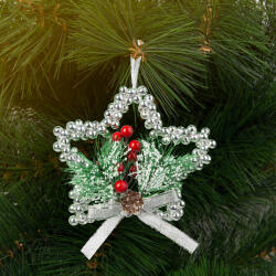 Family Collection Karácsonyi dekoráció - akasztható - ezüst csillag - 10 cm - 58566B