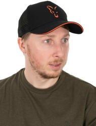 FOX COLLECTION TRUCKER CAP BLACK & ORANGE - Fekete Narancs Hálós Baseball sapka (CHH017)