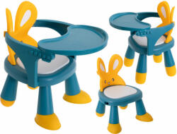  Multifunkcionális etető és játék asztal székkel - Nyuszi - kék (IKX5846)