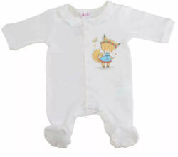 AB ABR Hosszú ujjú elől patentos fodros pamut rugi - Fehér - Róka (44)