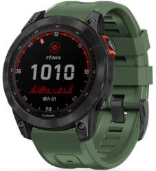  Garmin Fenix 3 / 3 HR / 5X / 5X Plus / 6X / 6X Pro / 7X, szilikon pótszíj, állítható, TP IconBand, sötétzöld