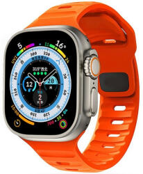 Apple Watch 4-6, SE, SE (2022) (38 / 40 mm) / Watch 7-9 (41 mm), szilikon pótszíj, állítható, TP IconBand Line, narancssárga