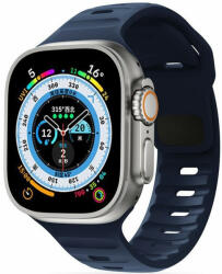 Apple Watch 4-6, SE, SE (2022) (38 / 40 mm) / Watch 7-9 (41 mm), szilikon pótszíj, állítható, TP IconBand Line, sötétkék - tok-shop