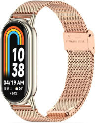 Xiaomi Mi Smart Band 8 / 9, fém pótszíj, milánói stílus, TP MilaneseBand, vörösarany
